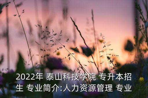 2022年 泰山科技學(xué)院 專升本招生 專業(yè)簡介:人力資源管理 專業(yè)