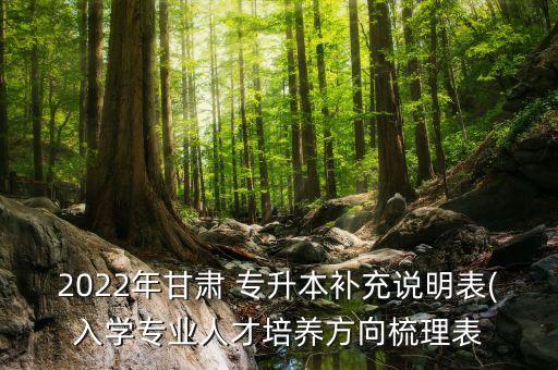 2022年甘肅 專升本補充說明表(入學專業(yè)人才培養(yǎng)方向梳理表