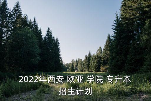 2022年西安 歐亞 學(xué)院 專升本招生計劃