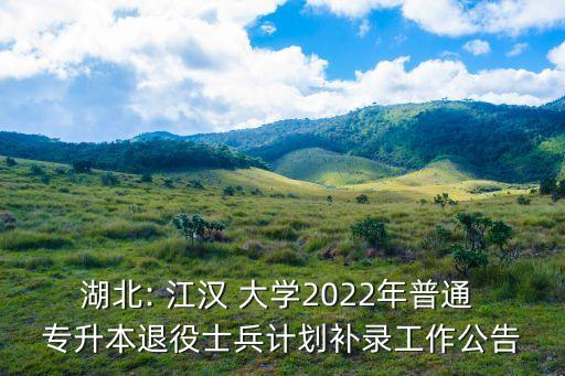 湖北: 江漢 大學(xué)2022年普通 專升本退役士兵計(jì)劃補(bǔ)錄工作公告