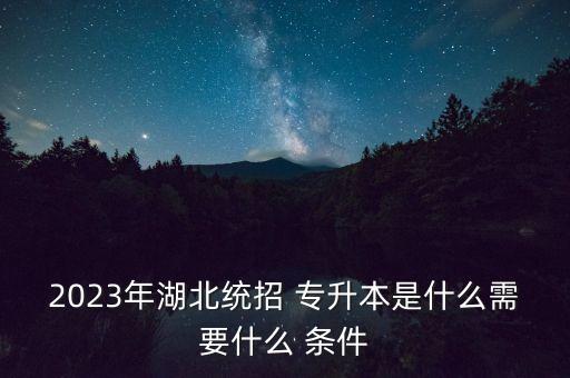 2023年湖北統(tǒng)招 專升本是什么需要什么 條件