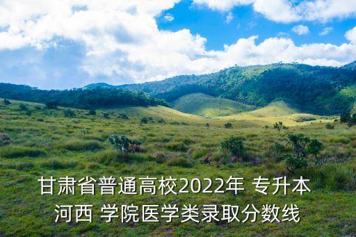 甘肅省普通高校2022年 專升本 河西 學(xué)院醫(yī)學(xué)類錄取分?jǐn)?shù)線