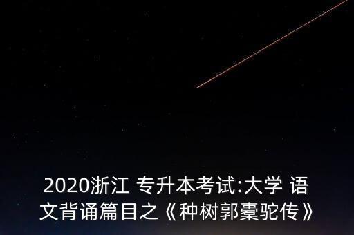 2020浙江 專升本考試:大學(xué) 語文背誦篇目之《種樹郭橐駝傳》