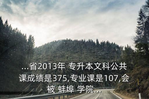 ...省2013年 專升本文科公共課成績是375,專業(yè)課是107,會被 蚌埠 學(xué)院...