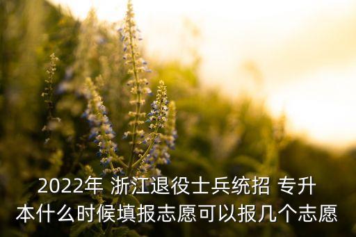 2022年 浙江退役士兵統(tǒng)招 專升本什么時候填報志愿可以報幾個志愿