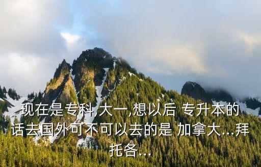 現(xiàn)在是?？?大一,想以后 專升本的話去國(guó)外可不可以去的是 加拿大…拜托各...