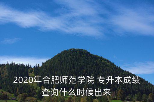 2020年合肥師范學(xué)院 專升本成績查詢什么時候出來