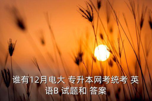 誰(shuí)有12月電大 專升本網(wǎng)考統(tǒng)考 英語(yǔ)B 試題和 答案