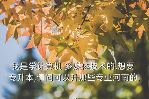 我是學(xué)計(jì)算機(jī) 多媒體技術(shù)的,想要 專升本,請(qǐng)問(wèn)可以升那些專業(yè)河南的...