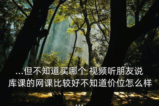 ...但不知道買哪個 視頻聽朋友說 庫課的網(wǎng)課比較好不知道價位怎么樣...