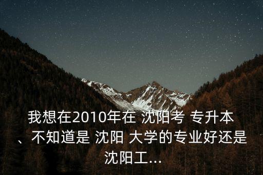 我想在2010年在 沈陽(yáng)考 專升本、不知道是 沈陽(yáng) 大學(xué)的專業(yè)好還是 沈陽(yáng)工...