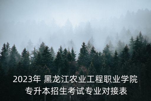 2023年 黑龍江農業(yè)工程職業(yè)學院 專升本招生考試專業(yè)對接表