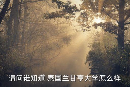 請問誰知道 泰國蘭甘亨大學(xué)怎么樣