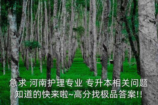 急求 河南護理專業(yè) 專升本相關問題知道的快來啦~高分找極品答案!!