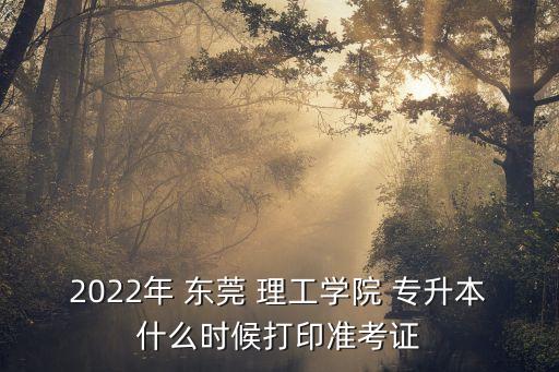 2022年 東莞 理工學(xué)院 專升本什么時候打印準考證