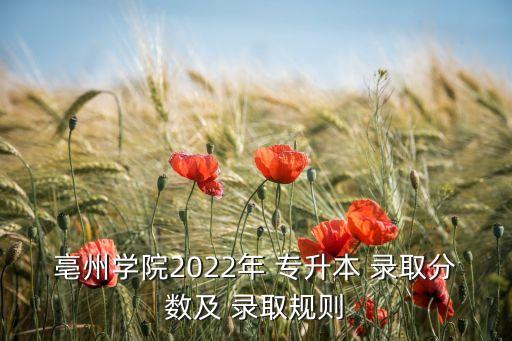 亳州學院2022年 專升本 錄取分數(shù)及 錄取規(guī)則