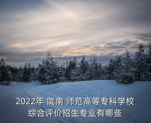 2022年 隴南 師范高等專科學(xué)校綜合評價招生專業(yè)有哪些