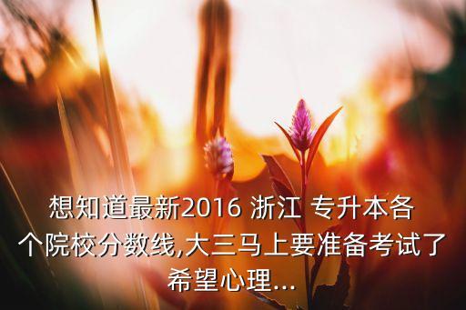 想知道最新2016 浙江 專升本各個院校分?jǐn)?shù)線,大三馬上要準(zhǔn)備考試了希望心理...