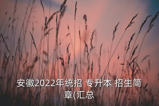 安徽2022年統(tǒng)招 專升本 招生簡章(匯總