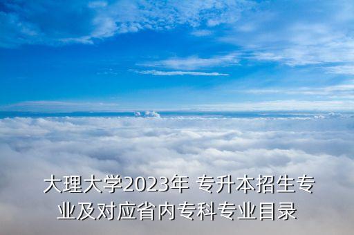  大理大學(xué)2023年 專升本招生專業(yè)及對(duì)應(yīng)省內(nèi)專科專業(yè)目錄