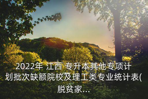 2022年 江西 專升本其他專項(xiàng)計(jì)劃批次缺額院校及理工類專業(yè)統(tǒng)計(jì)表(脫貧家...