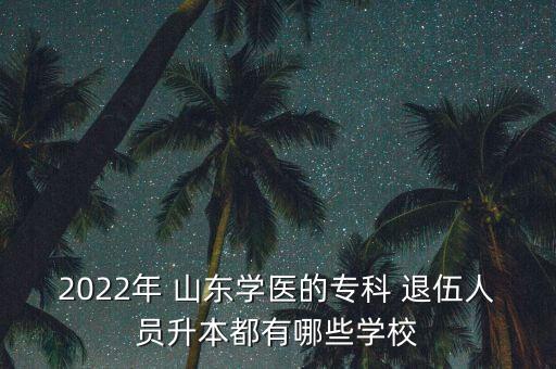 2022年 山東學(xué)醫(yī)的?？?退伍人員升本都有哪些學(xué)校