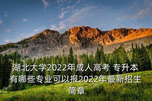 湖北大學2022年成人高考 專升本有哪些專業(yè)可以報2022年最新招生 簡章