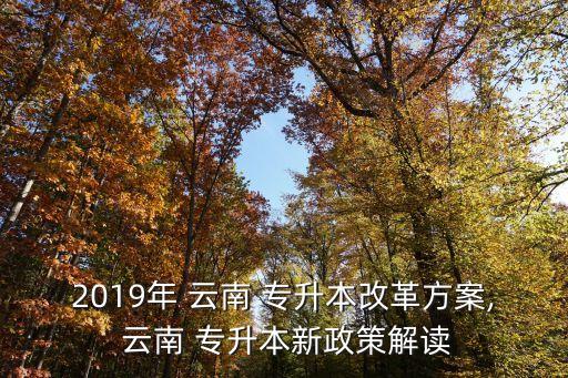 2019年 云南 專升本改革方案, 云南 專升本新政策解讀