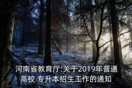  河南省教育廳:關(guān)于2019年普通高校 專升本招生工作的通知