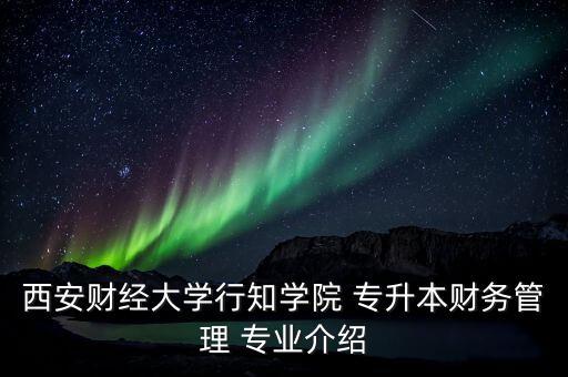 西安財經(jīng)大學行知學院 專升本財務管理 專業(yè)介紹