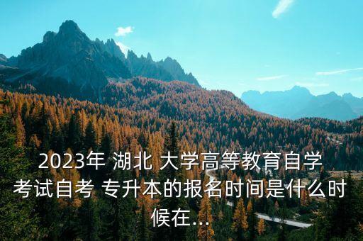 2023年 湖北 大學高等教育自學考試自考 專升本的報名時間是什么時候在...