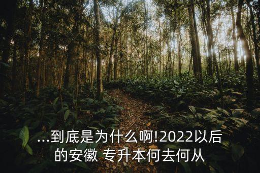 ...到底是為什么啊!2022以后的安徽 專升本何去何從